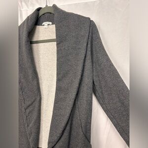 James Perse women’s grey cowl neck open front long sleeved jacket. Size 3. ( L)